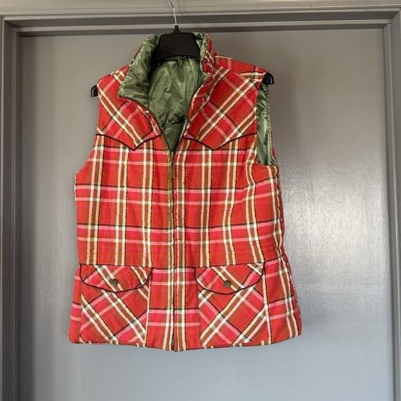 Adiktd Red Plaid  and Green Reversible Quilted Western Style Vest sz XL - Picture 1 of 8